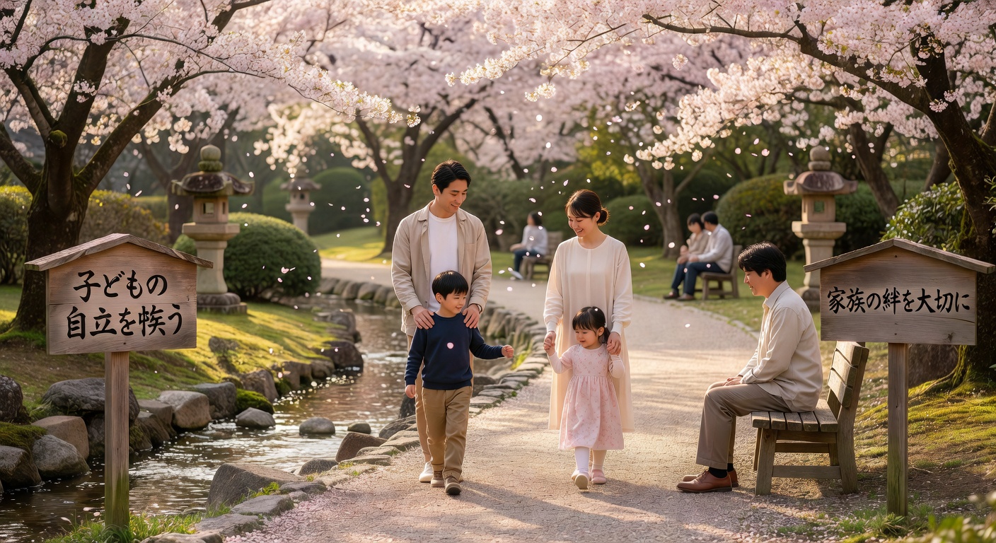 Families enjoying time together in a Tokyo neighborhood park