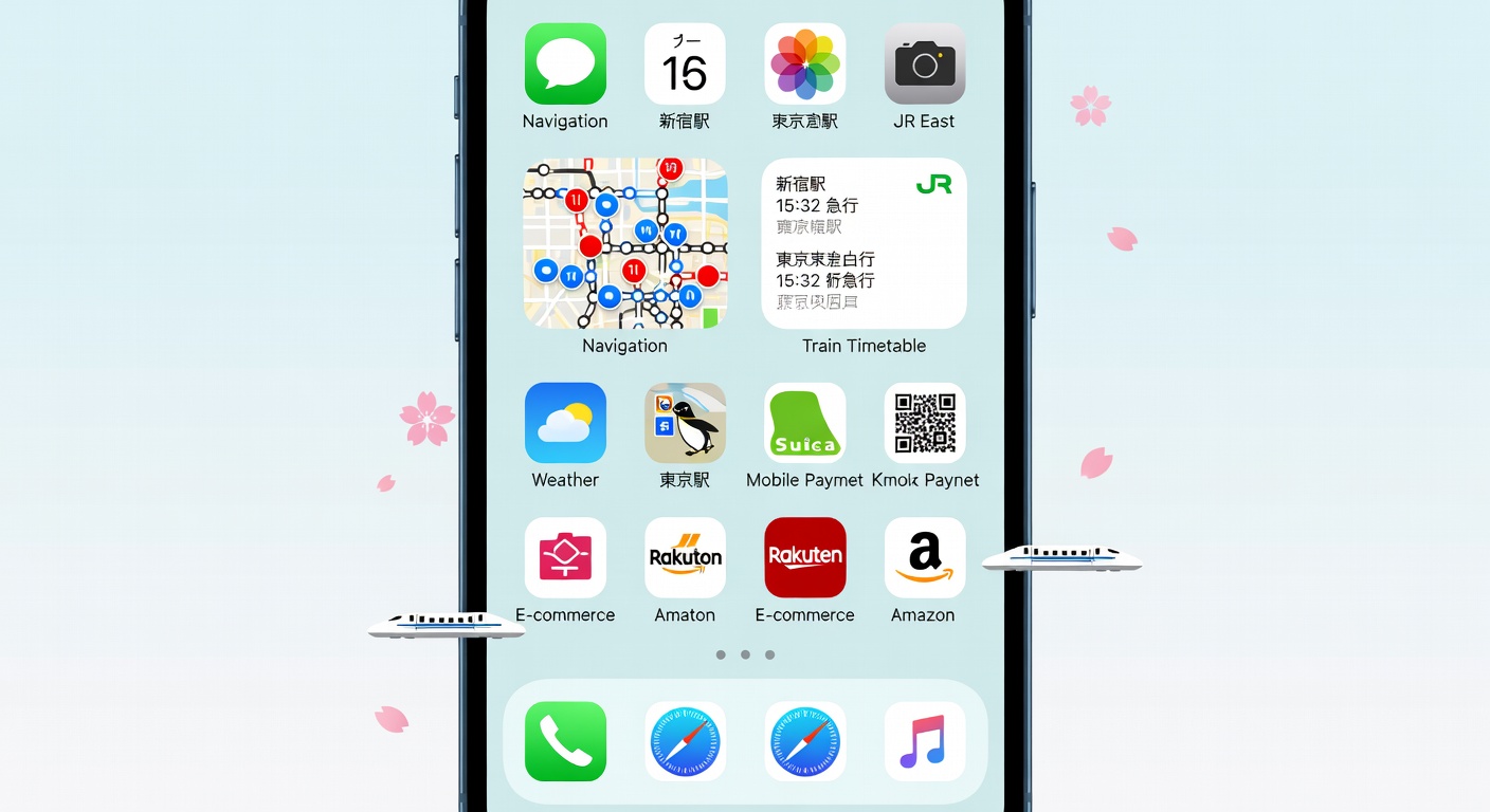 Person using transit navigation app on smartphone at a Tokyo station